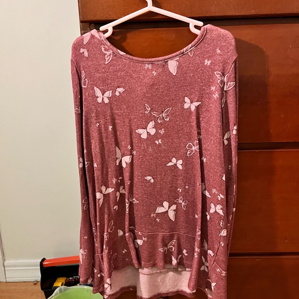 Butterfly Print Kids Sweater in Pink